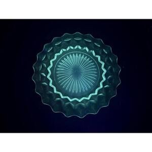 Vintage Fostoria "American 2056" Clear Glass 8 1/8"  Salad Plate - UV Reactive